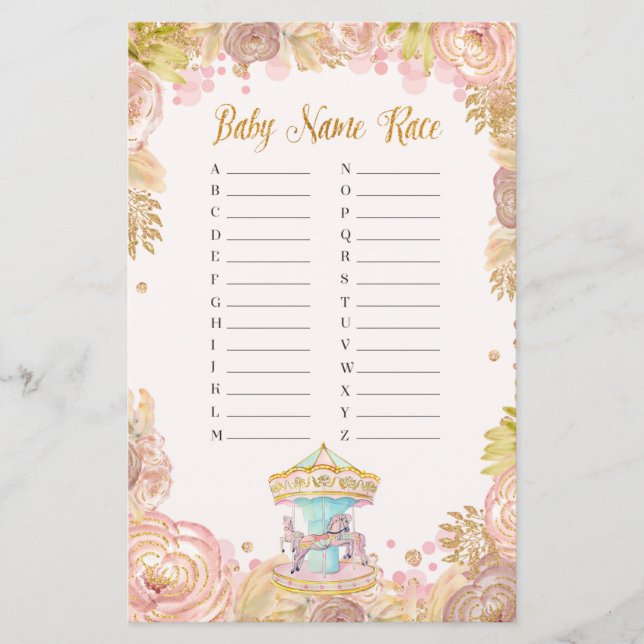 Carrossel Nome do bebê Race (Frente)