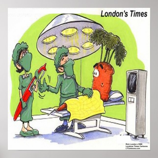 Carrot Surgery Funny Cartoon Poster (Frente)