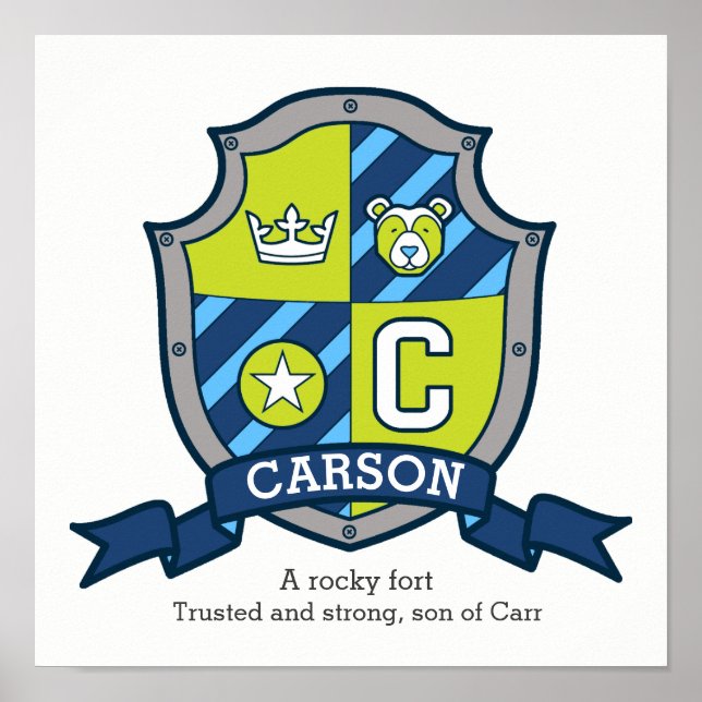 Carson boys C nome que significa poster verde azul (Frente)
