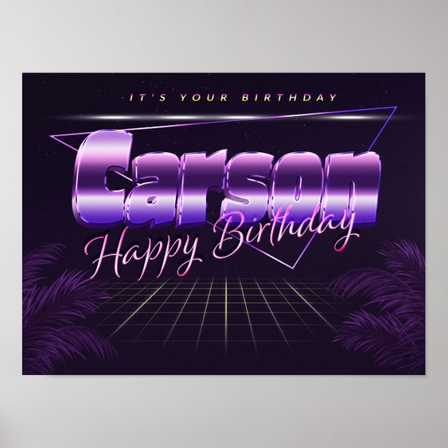 Carson Name Vorname lila retro Poster Geburtstag (Frente)