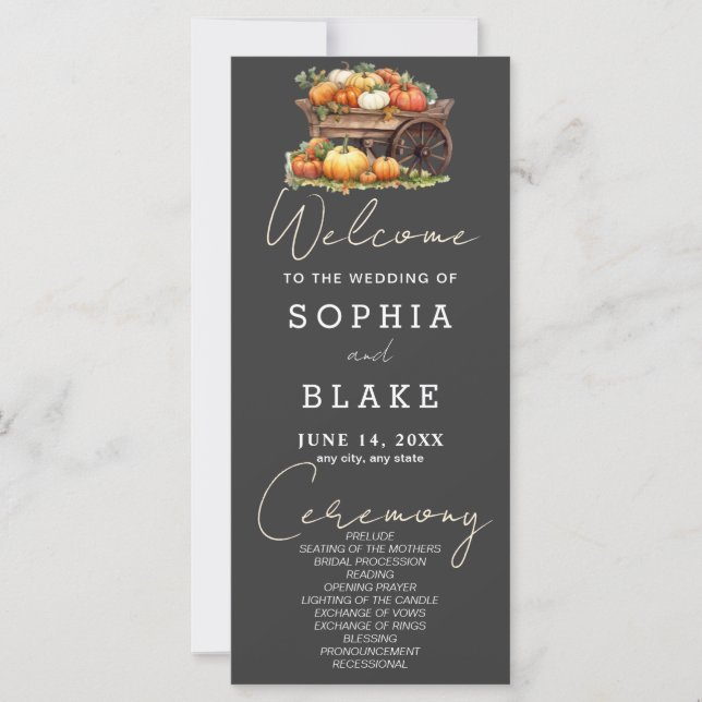 Cart of Pumpkins Fall Shadow Cinza Wedds (Frente)