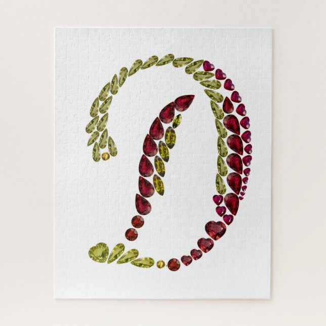 Carta D feita com Gemstones Nome Quebra-cabeça (Vertical)