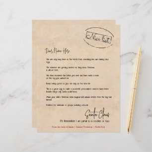 Carta Da Mesa Dos Papais noeis Personalizados