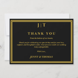Carta de Agradecimento de Casamento Luxo Preto e D