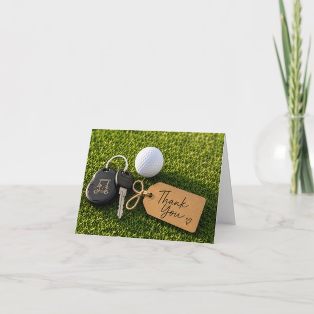Carta de agradecimento de golfe com saco de bolas  (Frente)