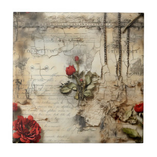 Carta de Amor Antiga Caligrafia Floral