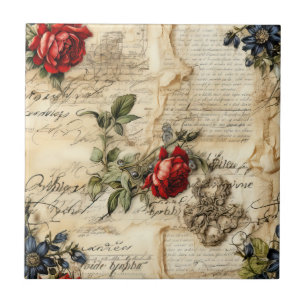 Carta de Amor em Pergaminho Antigo com Flores