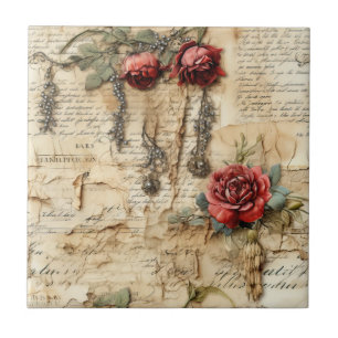 Carta de Amor Floral Antiga Nostálgica