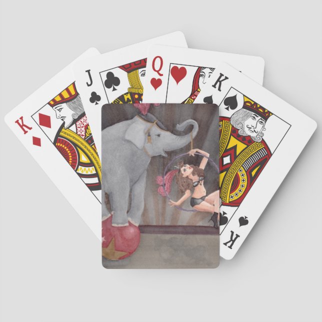 Carta de Baralho de Elefante Acrobata de Circo (Verso)