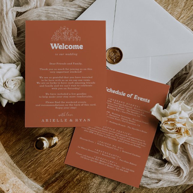 Carta de Boas-Vindas de Casamento com Flor Silvest (Criador carregado)