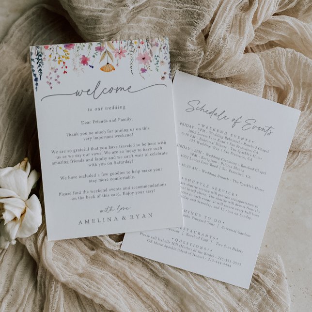 Carta de Boas-Vindas de Casamento com Flores Silve (Criador carregado)