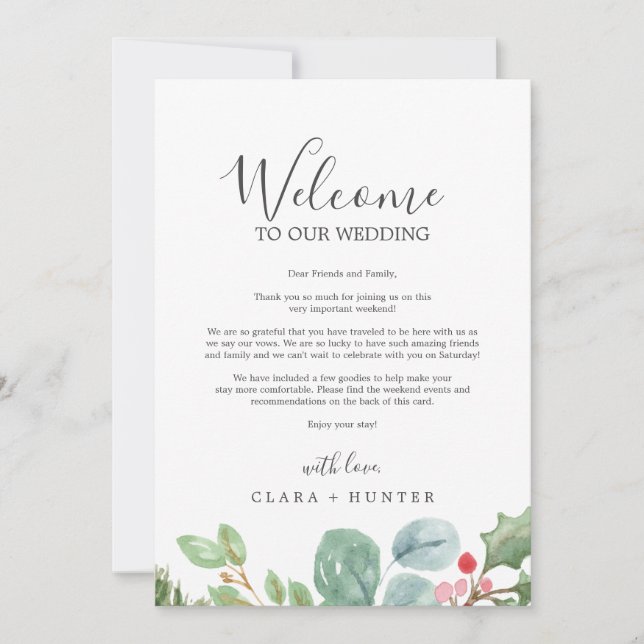 Carta de Boas-vindas do Natal e Itinerário (Frente)