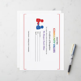 Carta de Certificado de Valor Respeito Cabeçalho F