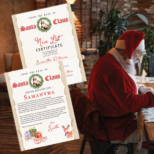 Carta de Natal do Papai Noel Certificado de Lista