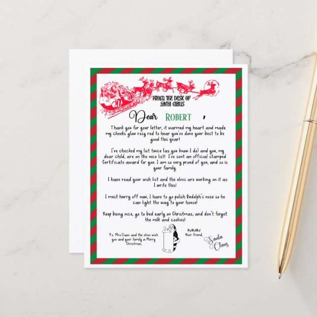 Carta de Natal festiva do Papai Noel (Frente/Verso In Situ)