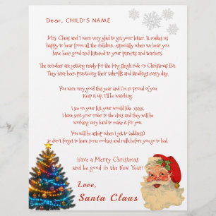 Carta de Natal pessoal de Papai Noel para seu filh