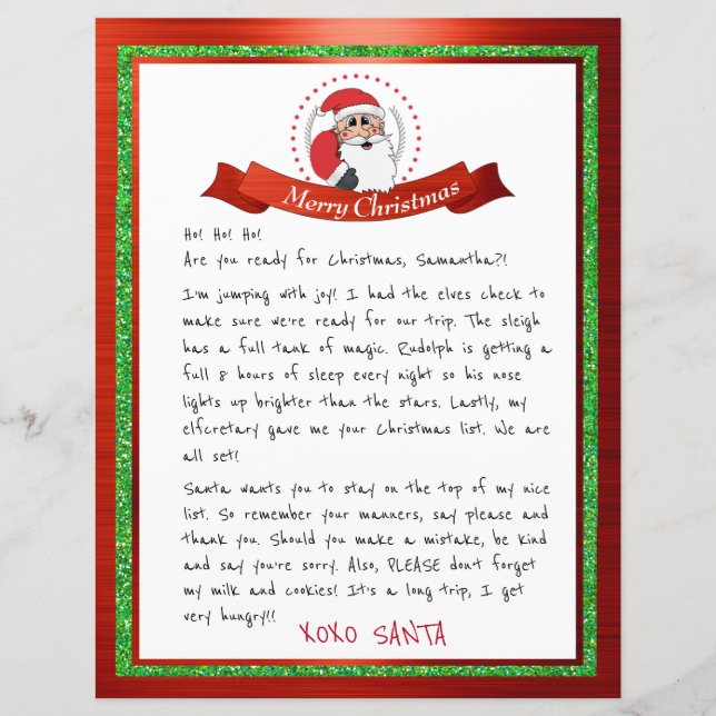 Carta De Papai Noel Do Polo Norte (Frente)