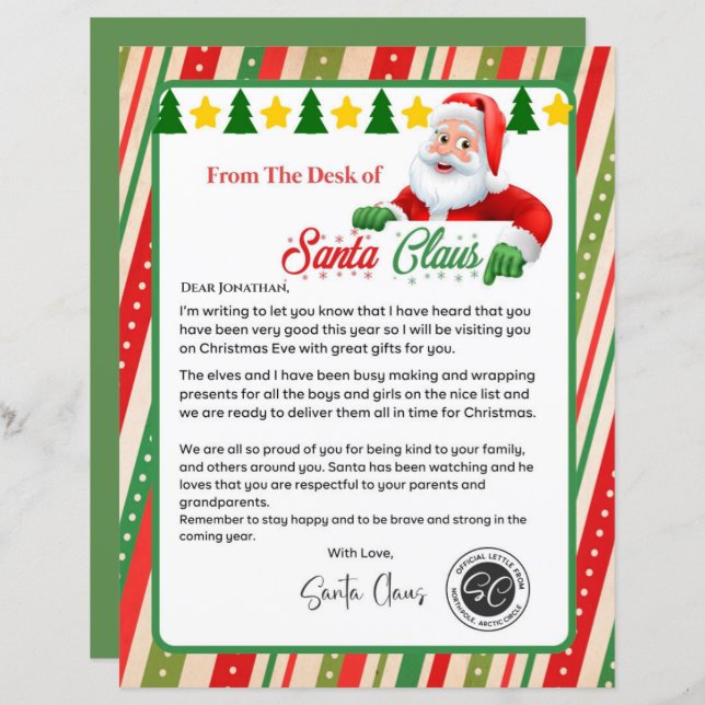 Carta de Papais noeis Northpole Mail (Frente/Verso)