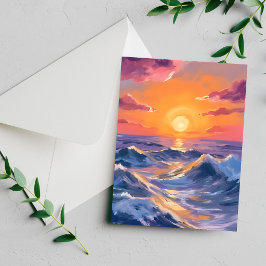 Carta de pintura em aquarela de ondas do oceano ma