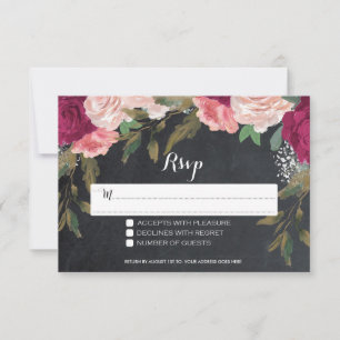 carta de resposta de casamento floral bordô quadro