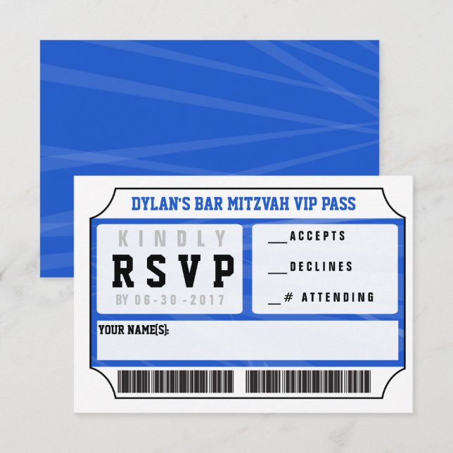 CARTA DE RESPOSTA VIP Convite Bar Bat Mitzvah (Frente/Verso)
