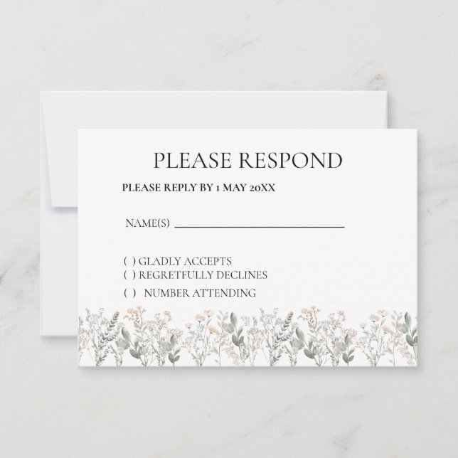 carta de RSVP de flor silvestre boho da floresta (Frente)
