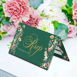 Carta Dourada de Flores Selvagens Cartão RSVP de C