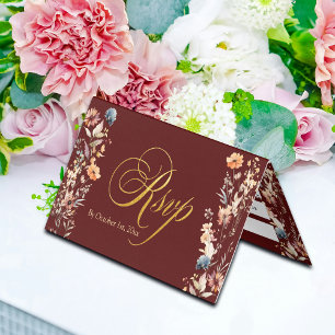 Carta Dourada de Flores Selvagens Cartão RSVP de C