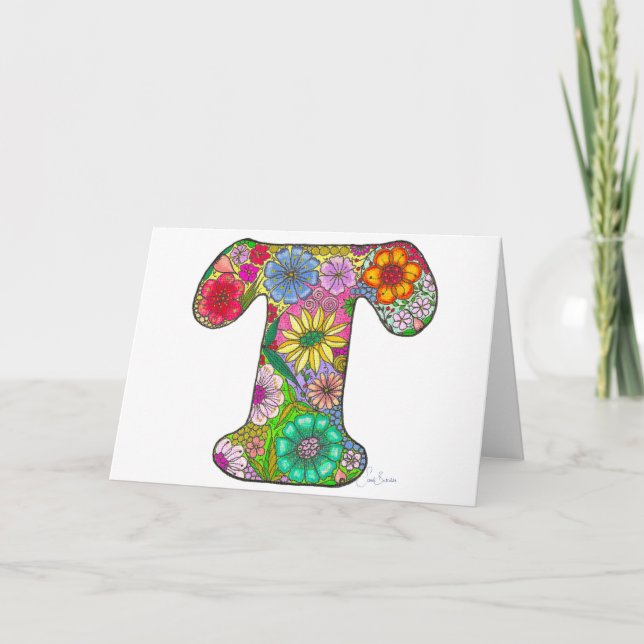 Carta Floral T Cartão de Saudação - Dentro Vazio (Frente)