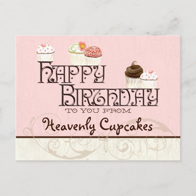Carta H Parabéns Cupcake de aniversário Cartão pos (Frente)