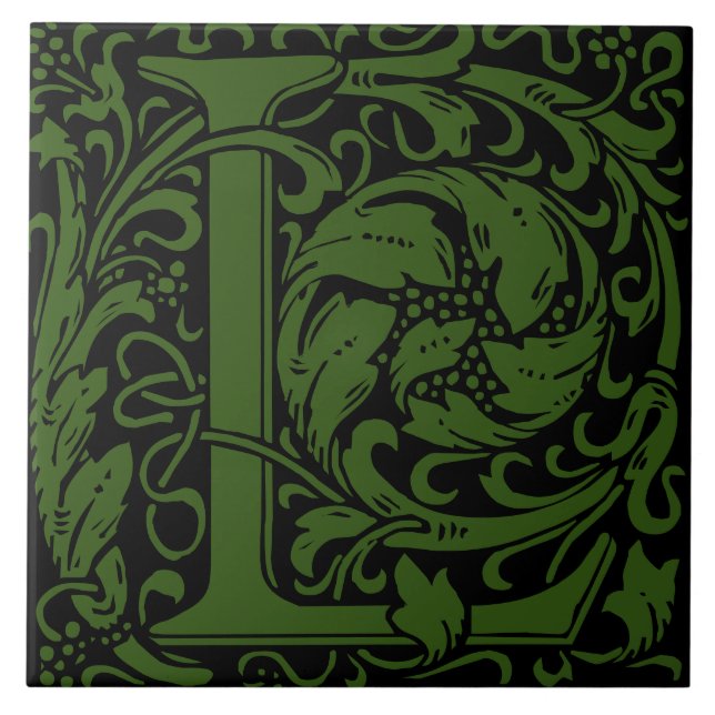 Carta Monogramada com Letra L de William Morris Gr (Frente)