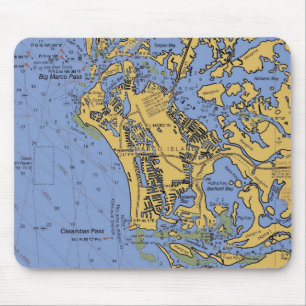 Carta náutica Mousepad da ilha de Marco, Florida