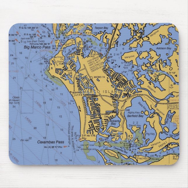 Carta náutica Mousepad da ilha de Marco, Florida (Frente)