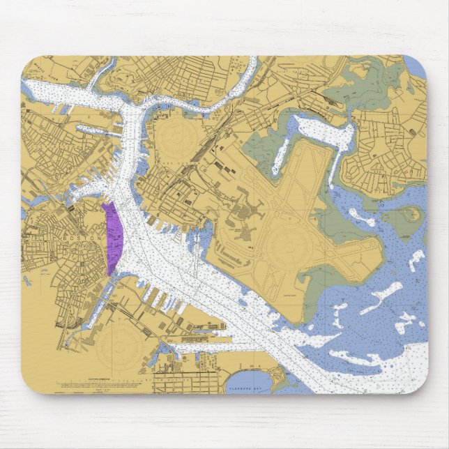 Carta náutica Mousepad do porto das MÃES de Boston (Frente)
