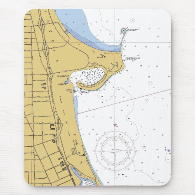 Carta náutica Mousepad do porto de Chicago IL (Frente)