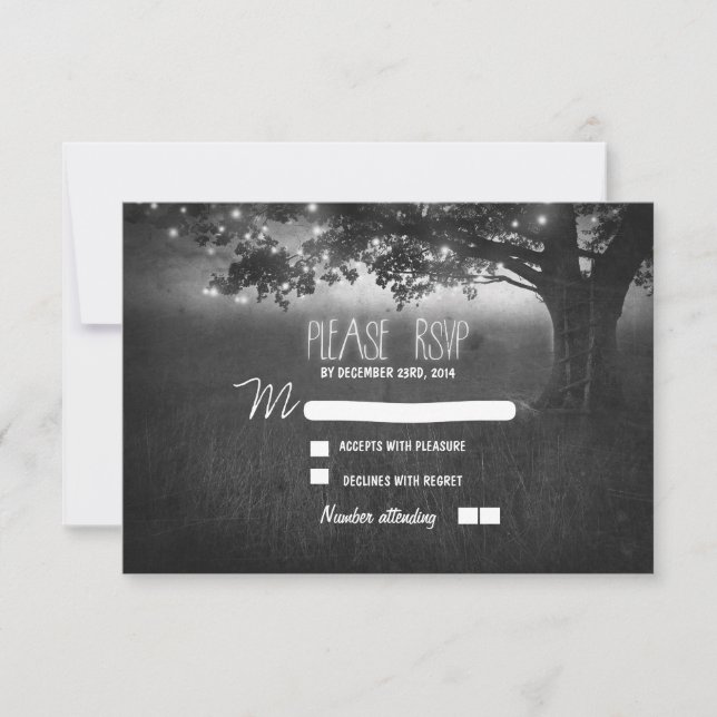 carta noturna de casamento romântico RSVP (Frente)