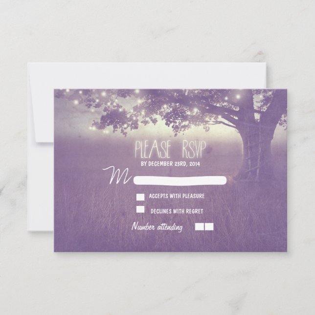 carta noturna de casamento romântico RSVP (Frente)