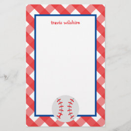 Carta Personalizada de Baseball Gingham