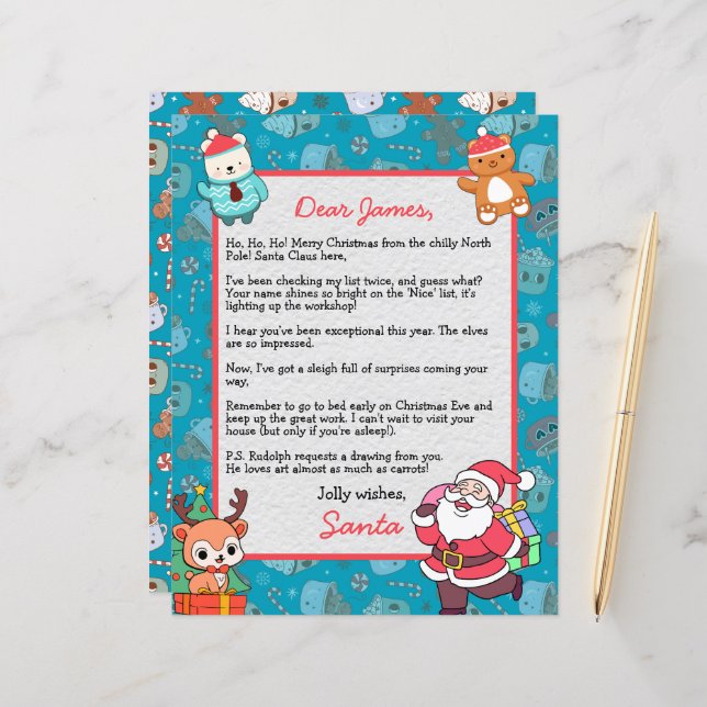 Carta Personalizada de Papai Noel para crianças (Frente/Verso In Situ)
