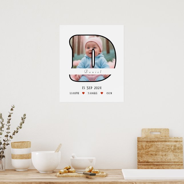 Carta Personalizada do Bebê D Com Borda - Poster (Cozinha)