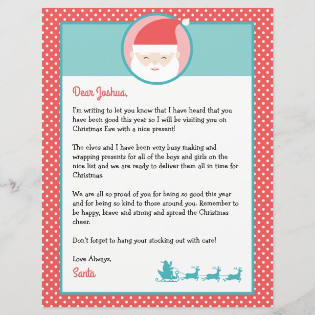 Carta Personalizada do Papai Noel e Página para Co (Frente)