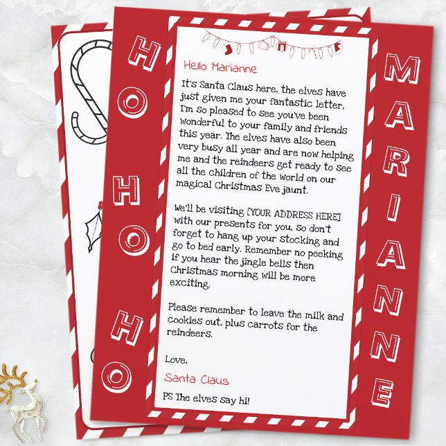 Carta Personalizada do Papai Noel para Crianças (HO HO HO Father Christmas Letter Red)