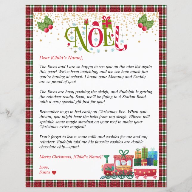 Carta Personalizada do Papai Noel para Crianças Gi (Frente)