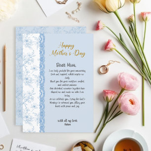 Carta Personalizada Elegante para o Dia da Mãe Azu