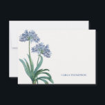 Carta Personalizada Vintage Lily<br><div class="desc">Um cartão de nota personalizado com lily vintage floresce em azul. (Imagem de rawpixel.com em Freepik). O cartão é fácil de personalizar com seu texto, fonte e cor da fonte. Não exatamente o que você está procurando? Todos os nossos produtos podem ser personalizados para atender às suas necessidades sem custos...</div>