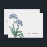 Carta Personalizada Vintage Lily<br><div class="desc">Um cartão de nota personalizado com lily vintage floresce em azul. (Imagem de rawpixel.com em Freepik). O cartão é fácil de personalizar com seu texto, fonte e cor da fonte. Não exatamente o que você está procurando? Todos os nossos produtos podem ser personalizados para atender às suas necessidades sem custos...</div>