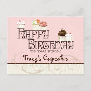 Carta T Parabéns Cupcake de Aniversário Cartão Pos