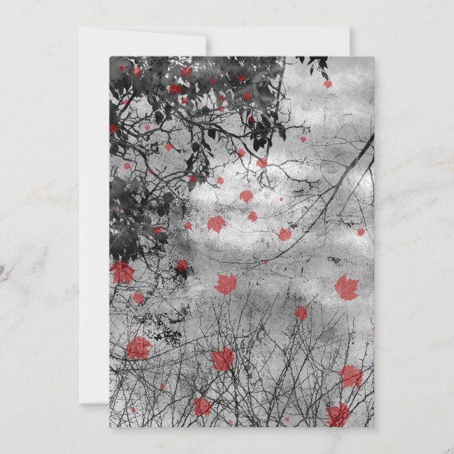 Carta Vermelha Gótico Convite de Casamento (Frente)