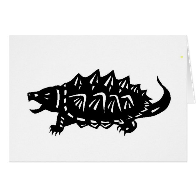 Cartão ワニガメ　亀　切り絵　alligator snapping turtle, macroclemys (Frente Horizontal)
