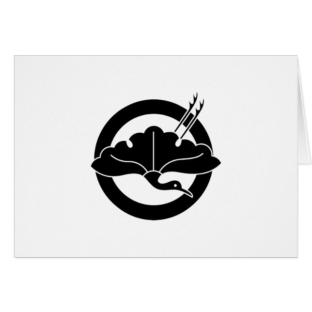 CARTÃO 丸 に 銀 杏 鶴 (Frente Horizontal)